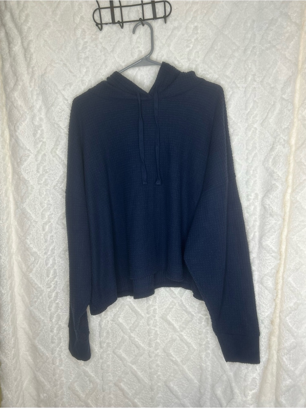 Lucky Brand Women’s Navy Cloud Waffle Pullover Hoodie